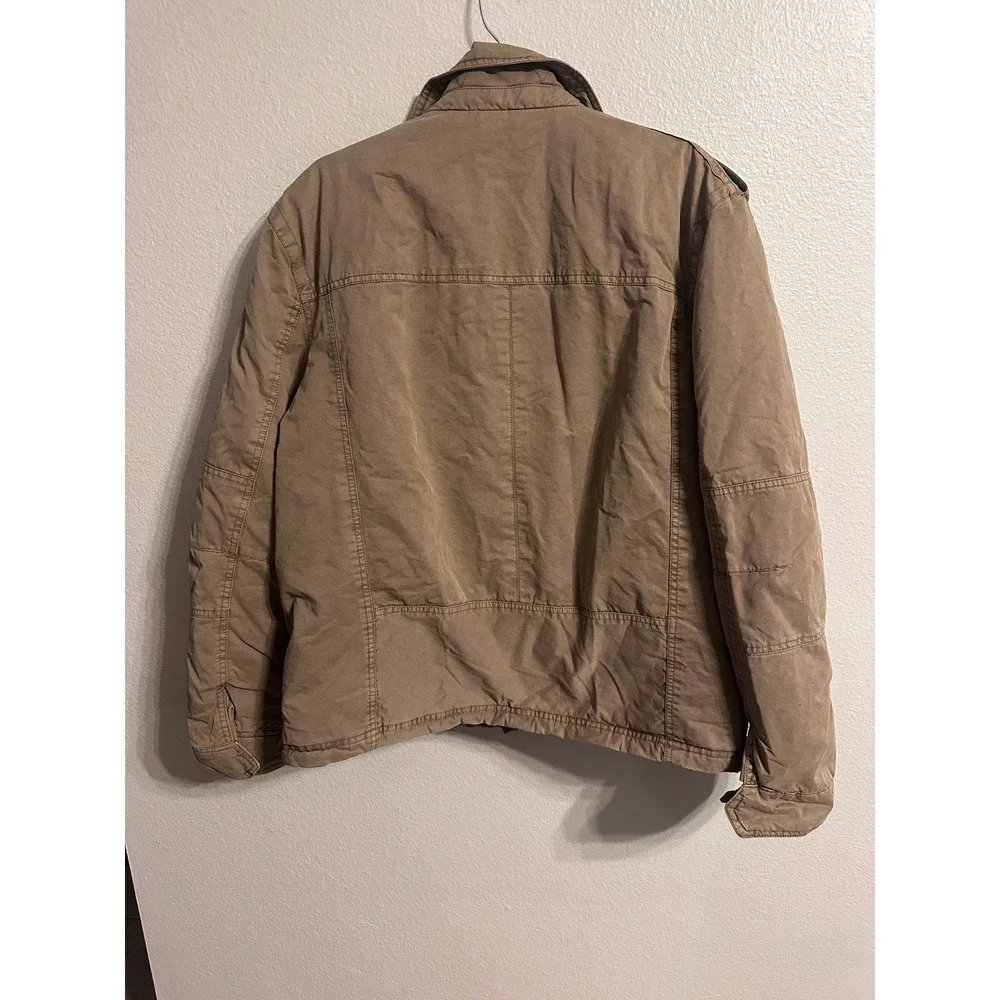 Levi's XXL Mens Tan Quilted Lined Full Zip Up Jacket Utility Military Style